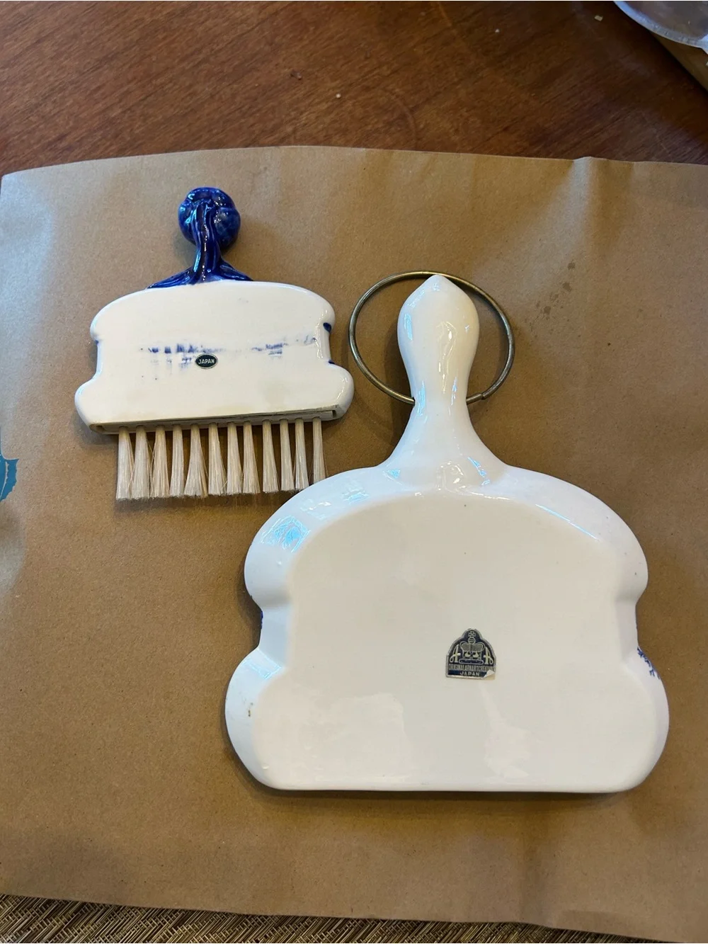 Vintage made in Japan  ceramic crumber/table crumb catcher dustpan and brush